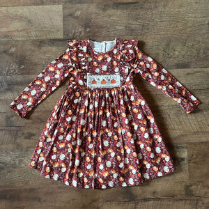 Kids Bonnie Jean Pumpkin Dress Red/White Size 5